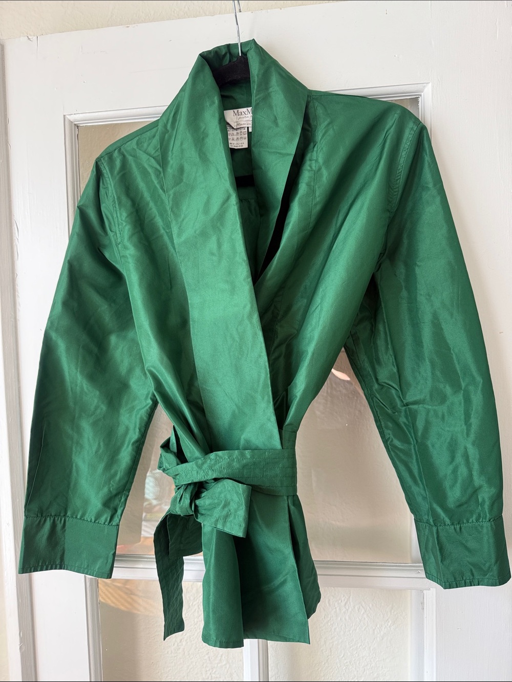 MaxMara Emerald Green Wrap Silk Jacket
